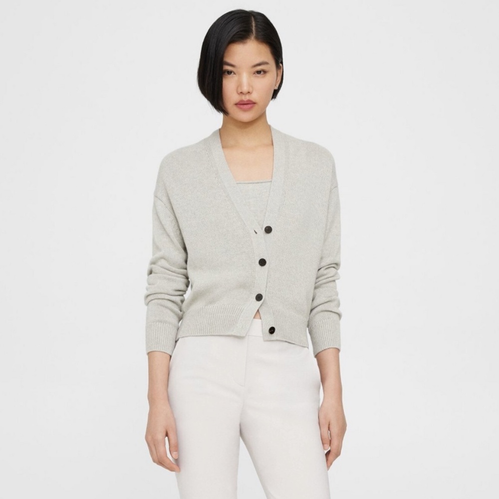 Theory Grey V-Neck Cardigan